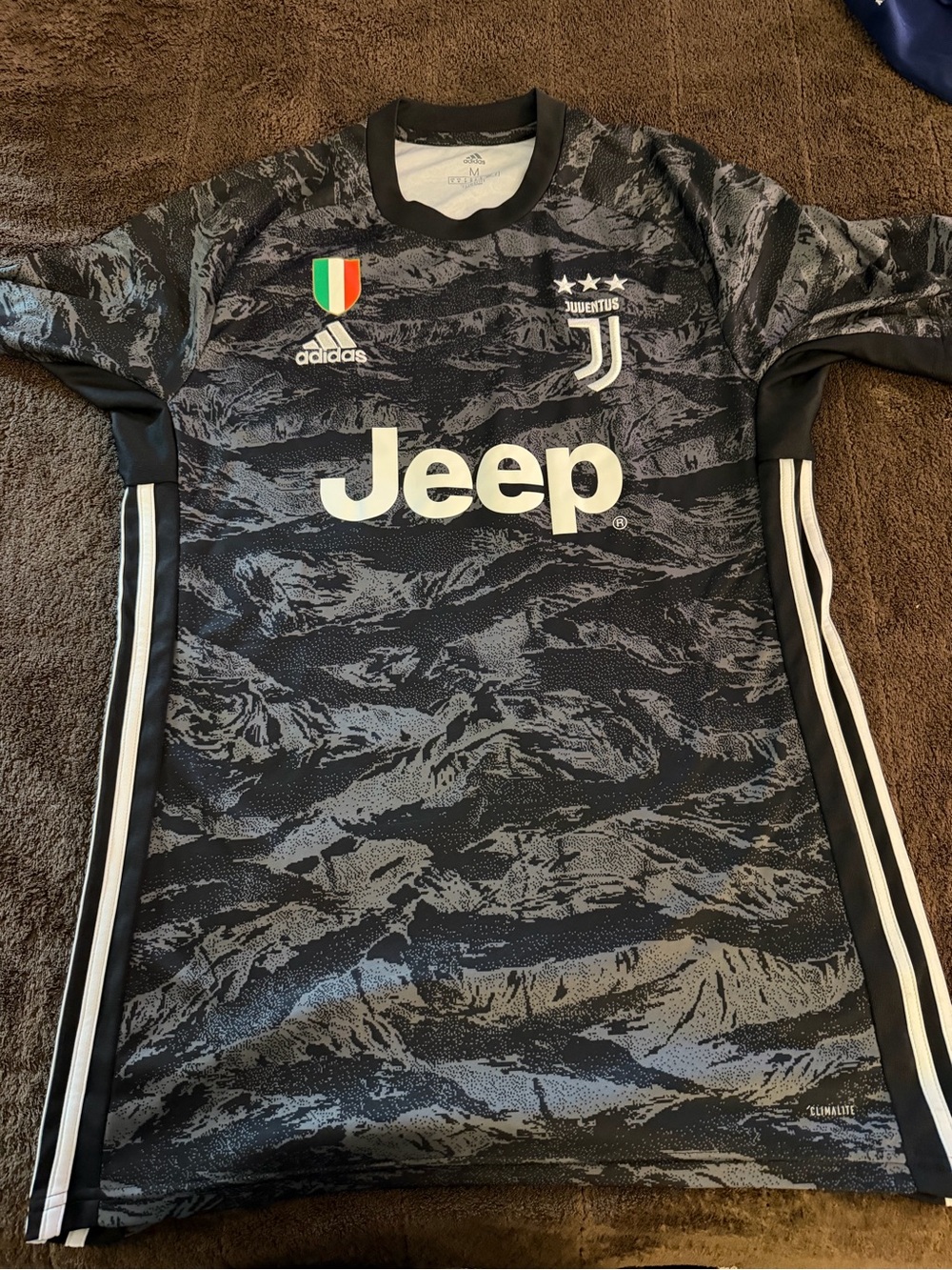 adidas Juventus Black and Gray Jersey with Jeep Logo